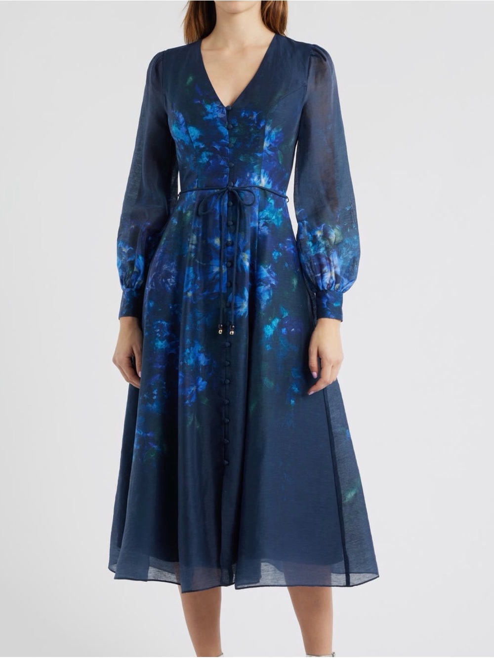 Ever New Kahlani Floral Print Long Sleeve Midi Dress